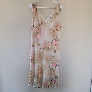 Vtg Womens Y2k Fairy Midi Dress Size 2x Floral Cottage Whimsigoth 90s Romantic